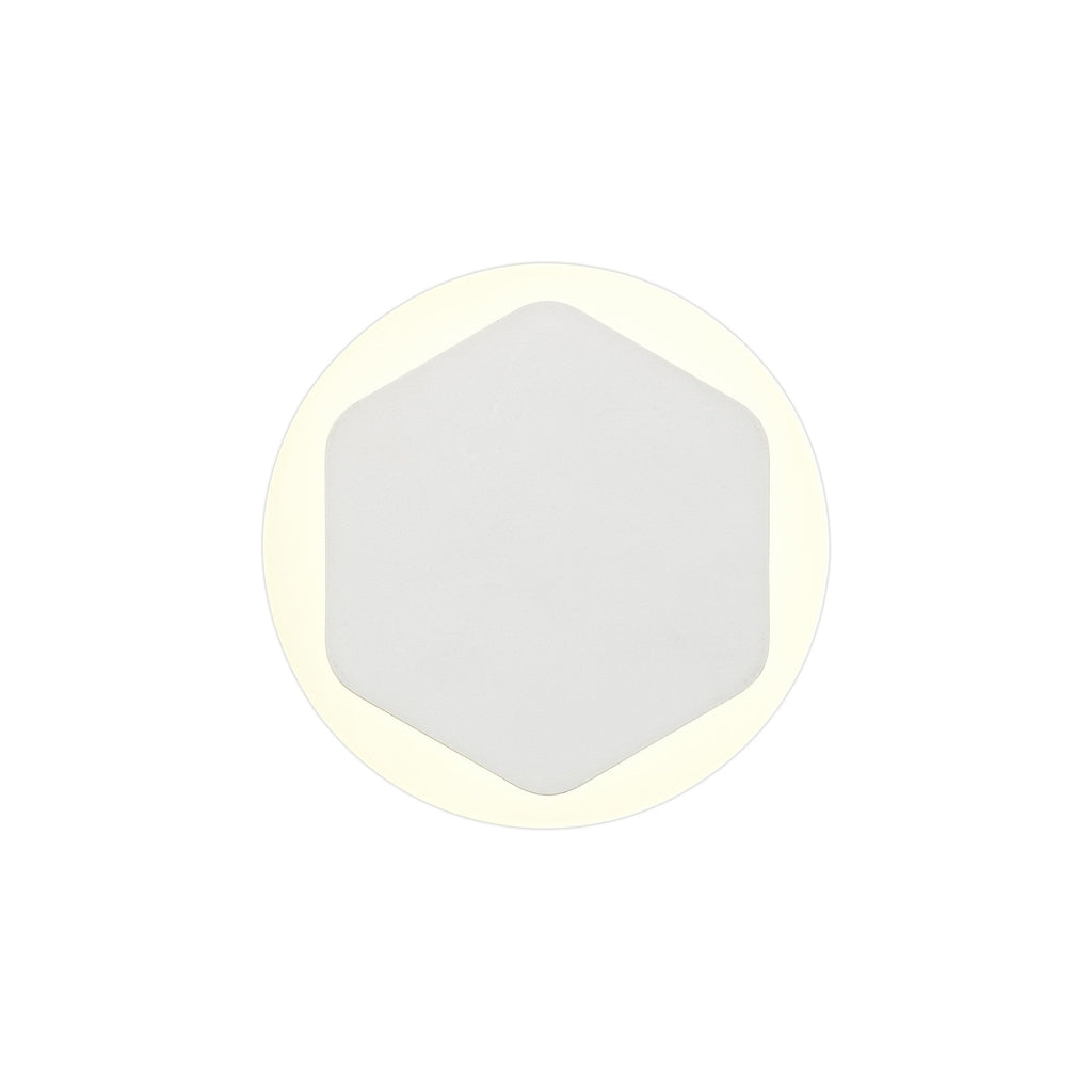 NLK03949 Modena Magnetic Base Wall Lamp LED 15/19cm Vertical Hexagonal Centre Sand White/Round Acrylic Frosted Diffuser