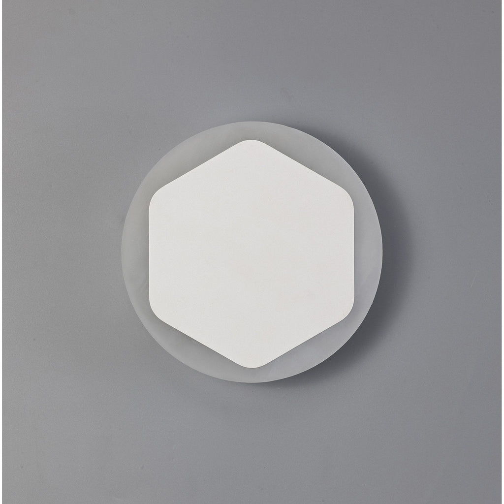 NLK03949 Modena Magnetic Base Wall Lamp LED 15/19cm Vertical Hexagonal Centre Sand White/Round Acrylic Frosted Diffuser