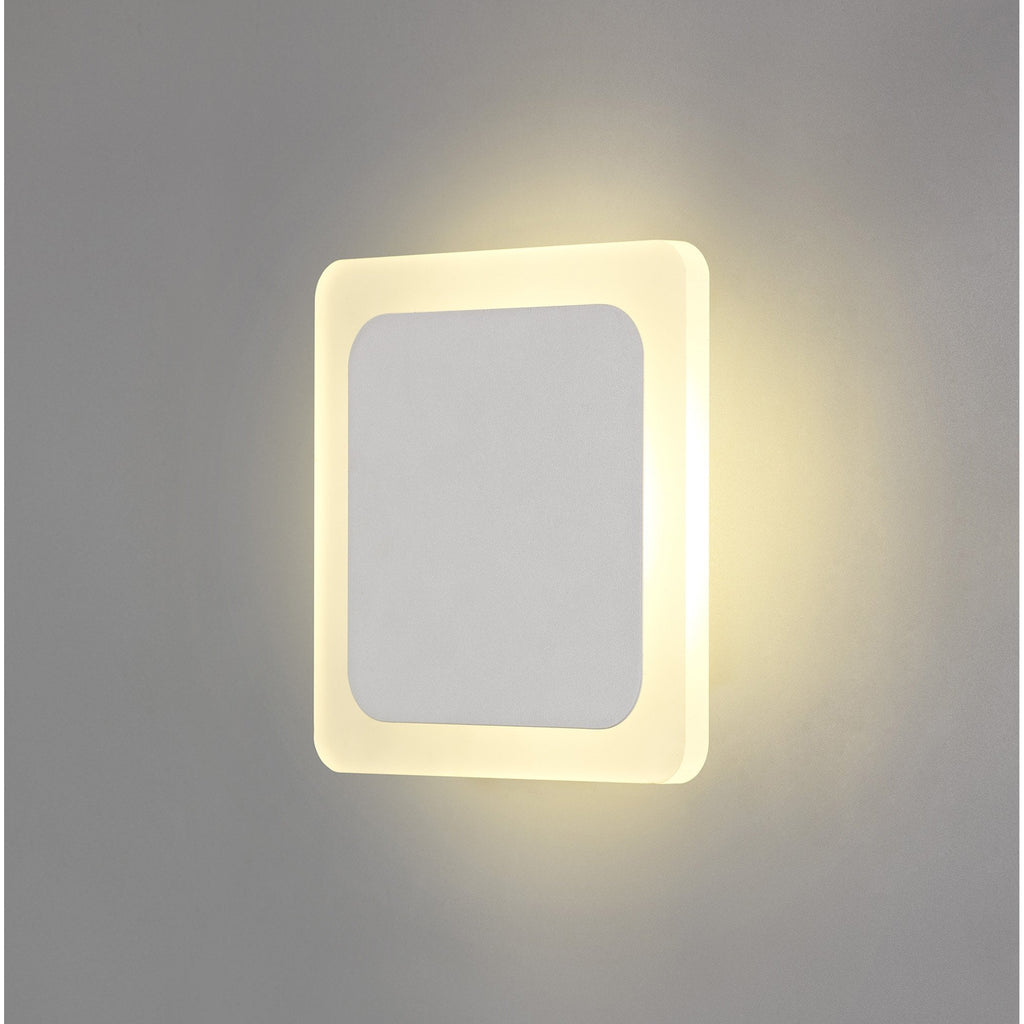 NLK03959 Modena Magnetic Base Wall Lamp LED 15/19cm Square Centre Sand White/Acrylic Frosted Diffuser