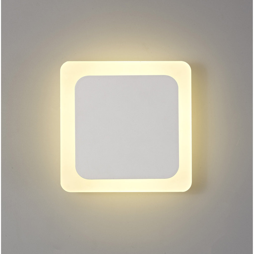 NLK03959 Modena Magnetic Base Wall Lamp LED 15/19cm Square Centre Sand White/Acrylic Frosted Diffuser