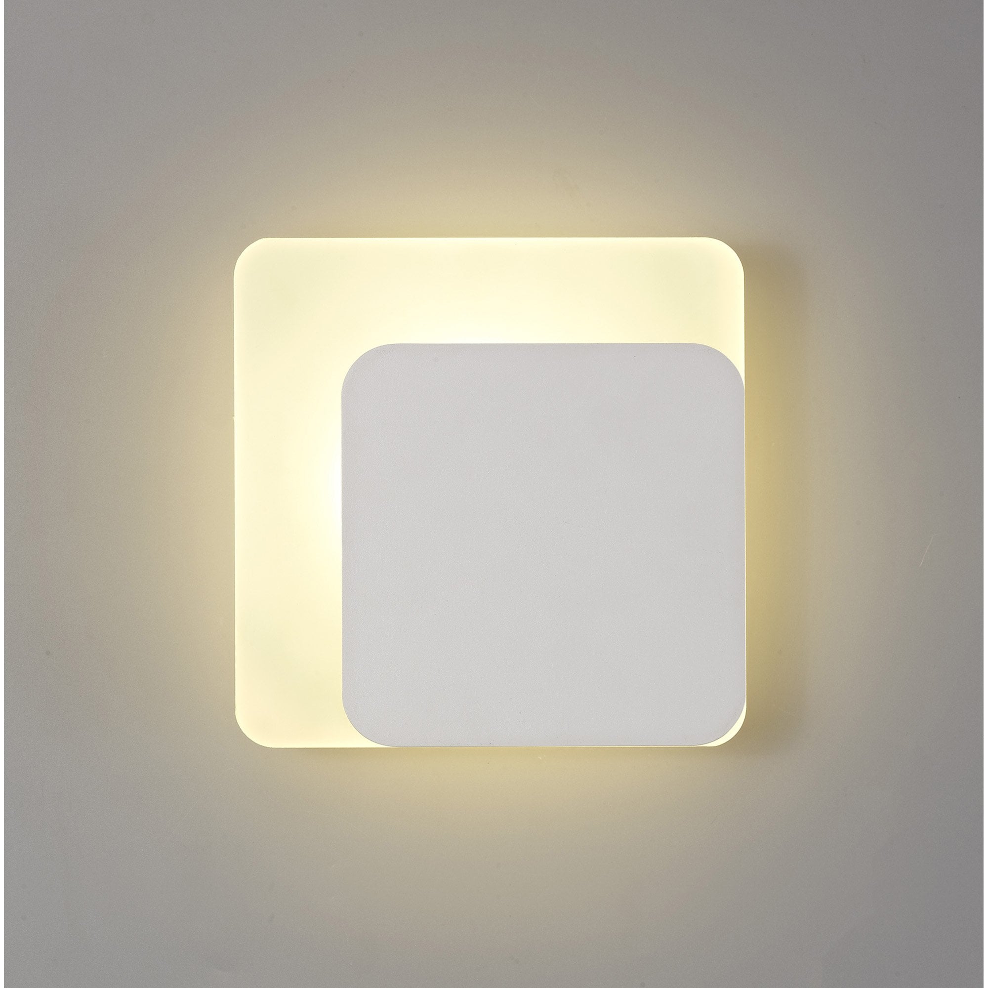 NLK03979 Modena Magnetic Base Wall Lamp LED 15/19cm Square Right Offset Sand White/Acrylic Frosted Diffuser