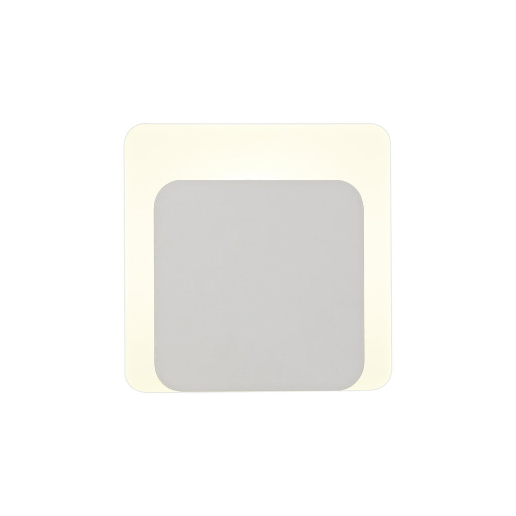 NLK03999 Modena Magnetic Base Wall Lamp LED 15/19cm Square Bottom Offset Sand White/Acrylic Frosted Diffuser