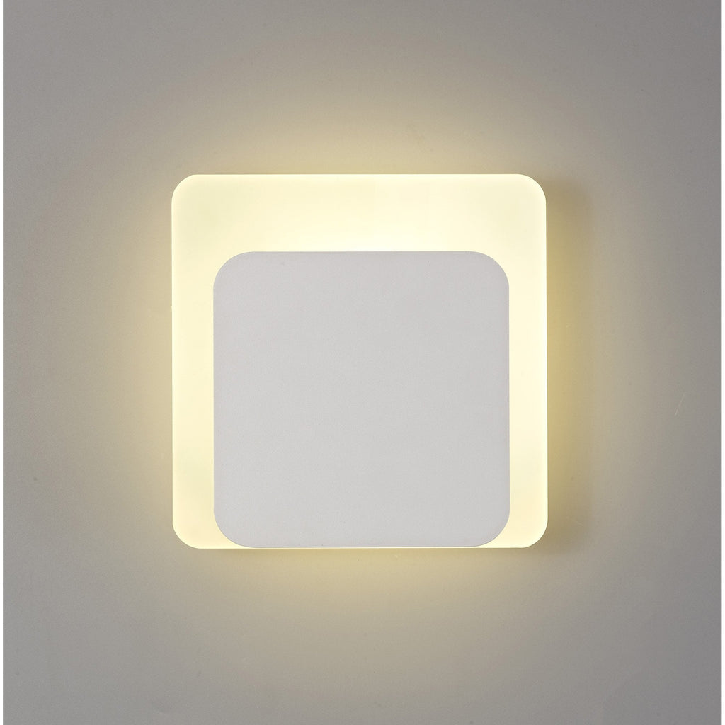NLK03999 Modena Magnetic Base Wall Lamp LED 15/19cm Square Bottom Offset Sand White/Acrylic Frosted Diffuser