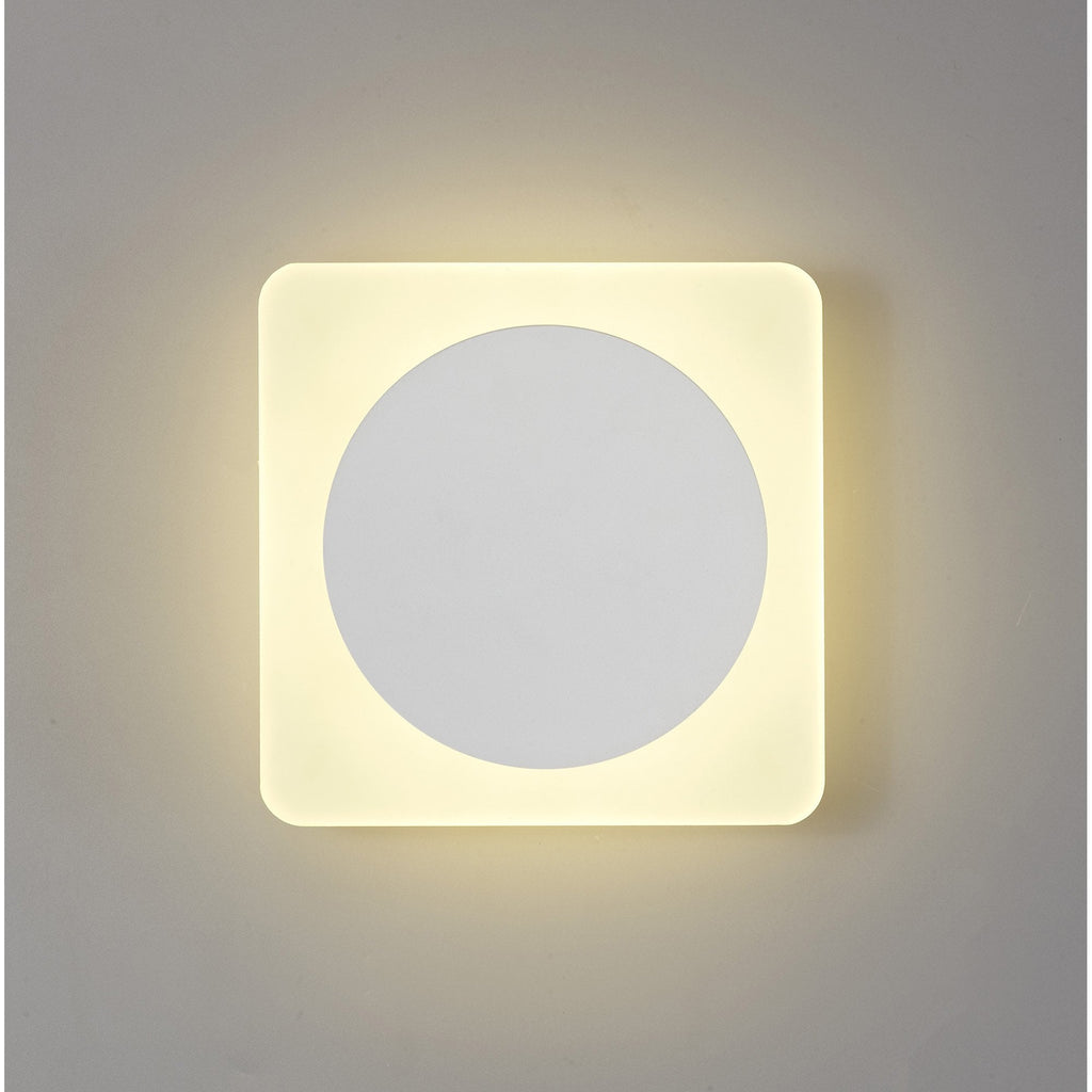 NLK04009 Modena Magnetic Base Wall Lamp LED 15cm Round 19cm Square Centre Sand White/Acrylic Frosted Diffuser