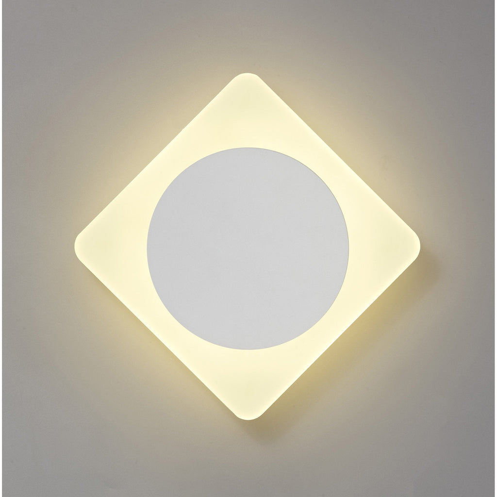 NLK04019 Modena Magnetic Base Wall Lamp LED 15cm Round 19cm Diamond Centre Sand White/Acrylic Frosted Diffuser