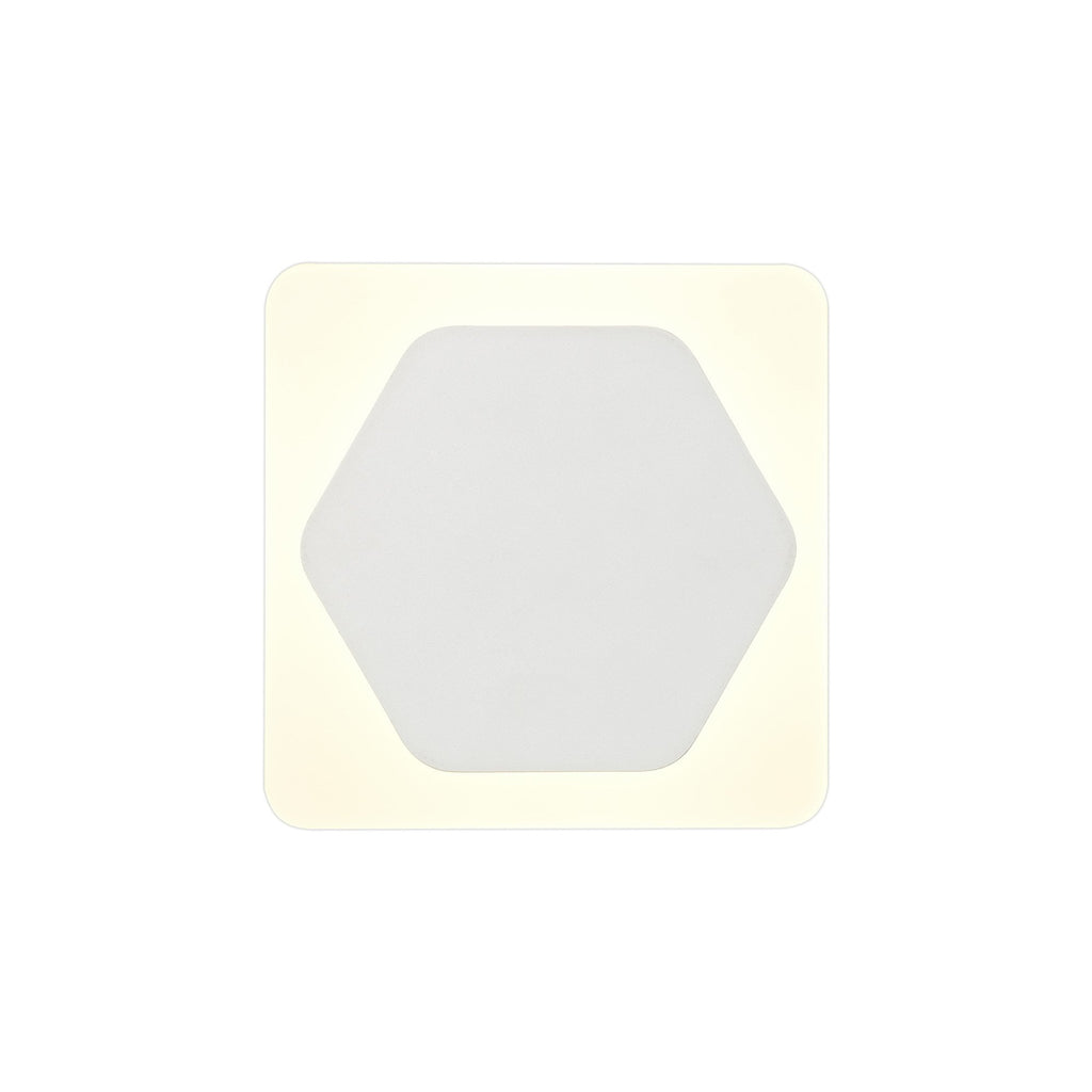 NLK04029 Modena Magnetic Base Wall Lamp LED 15cm Horizontal Hexagonal 19cm Square Centre Sand White/Acrylic Frosted Diffuser