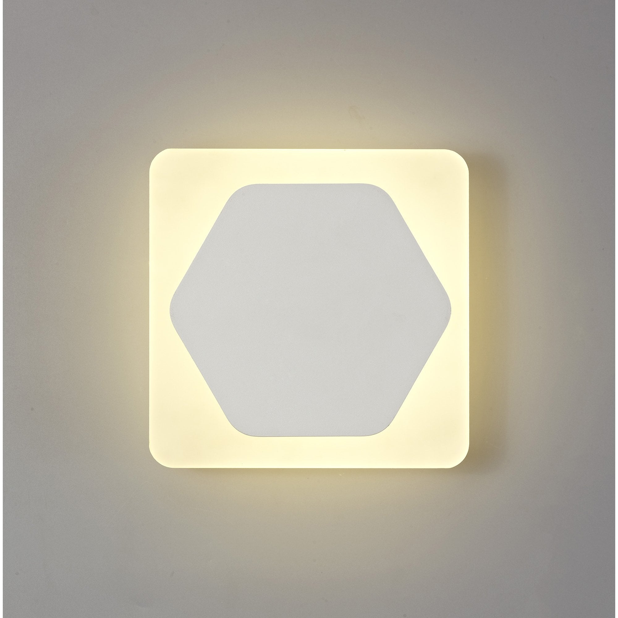 NLK04029 Modena Magnetic Base Wall Lamp LED 15cm Horizontal Hexagonal 19cm Square Centre Sand White/Acrylic Frosted Diffuser