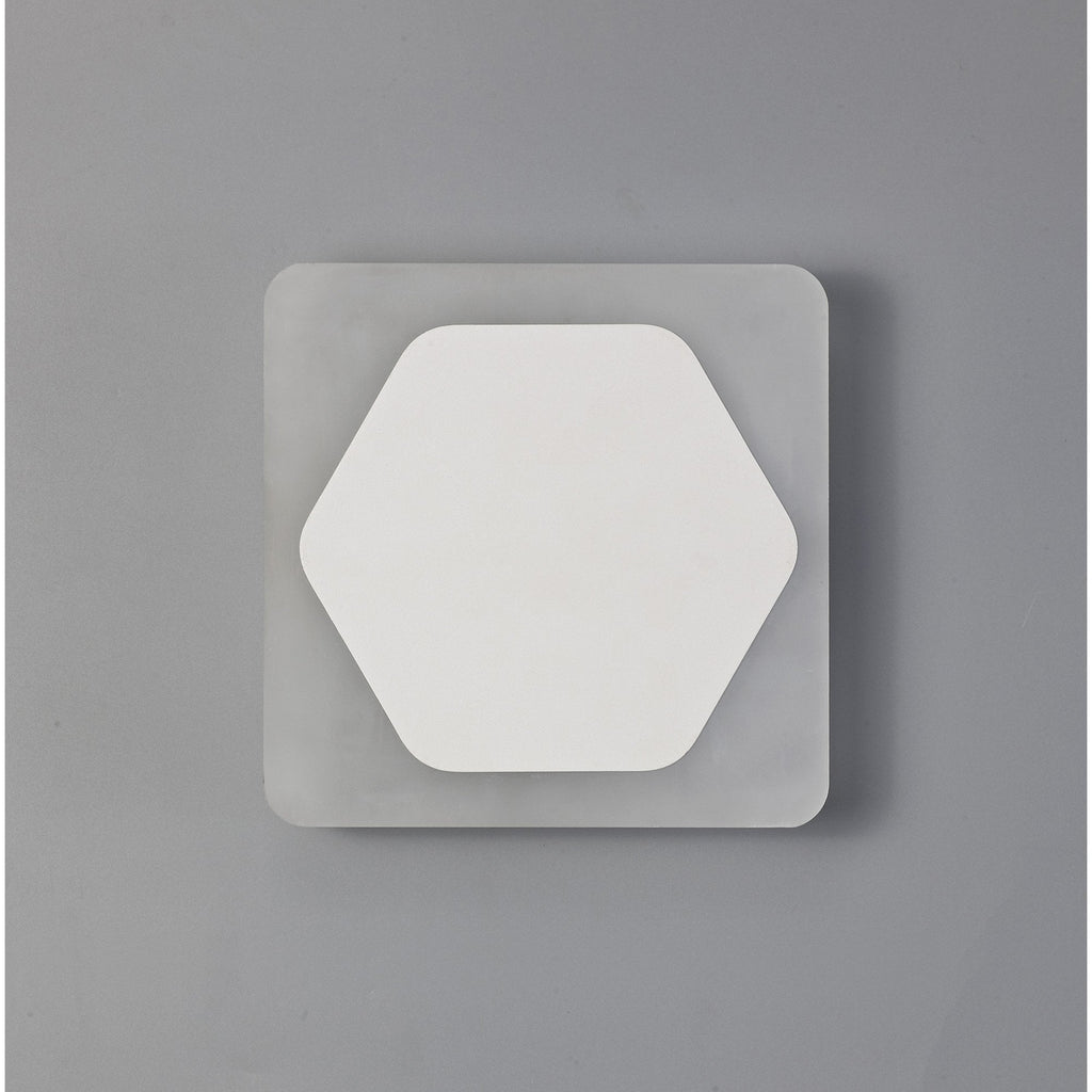 NLK04029 Modena Magnetic Base Wall Lamp LED 15cm Horizontal Hexagonal 19cm Square Centre Sand White/Acrylic Frosted Diffuser