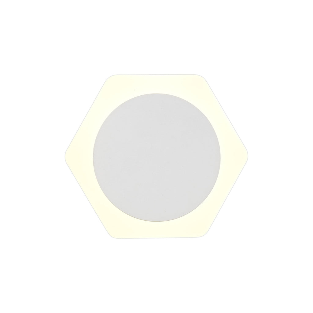 NLK04079 Modena Magnetic Base Wall Lamp LED 15cm Round 19cm Horizontal Hexagonal Centre Sand White/Acrylic Frosted Diffuser
