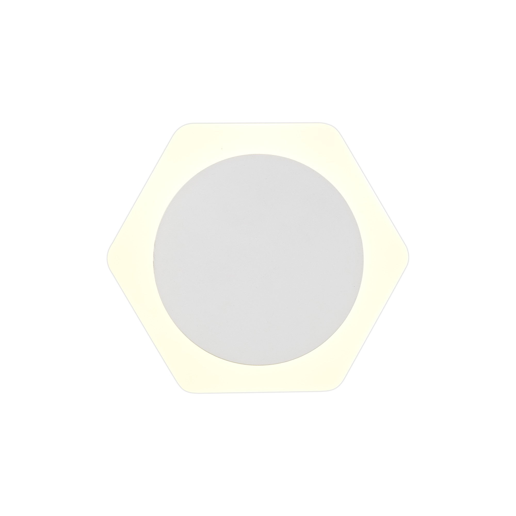 NLK04079 Modena Magnetic Base Wall Lamp LED 15cm Round 19cm Horizontal Hexagonal Centre Sand White/Acrylic Frosted Diffuser