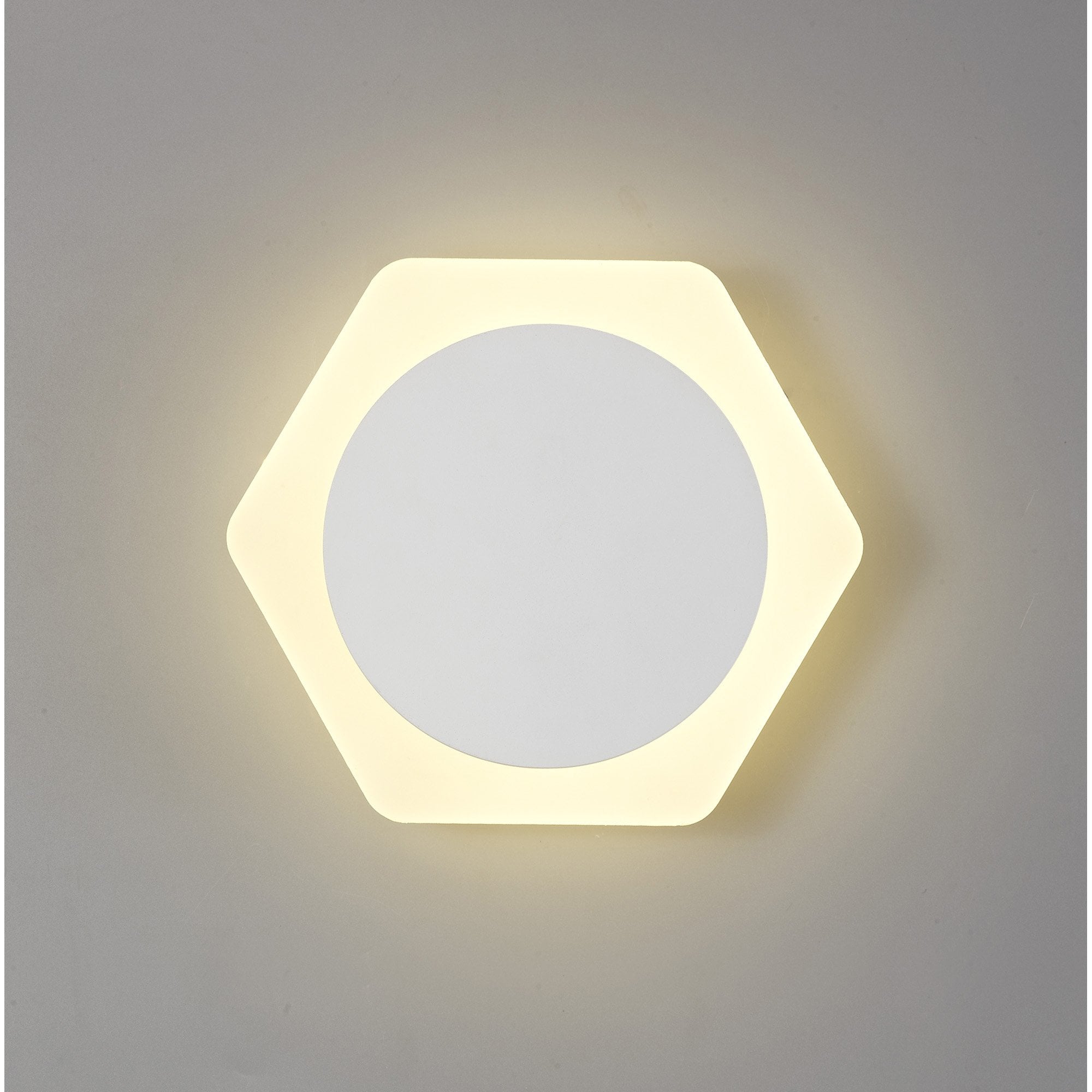 NLK04079 Modena Magnetic Base Wall Lamp LED 15cm Round 19cm Horizontal Hexagonal Centre Sand White/Acrylic Frosted Diffuser