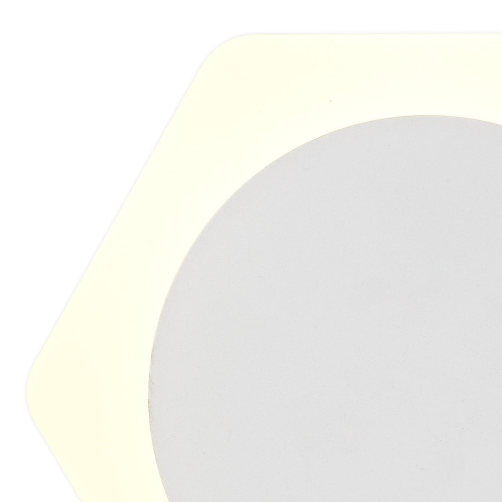 NLK04079 Modena Magnetic Base Wall Lamp LED 15cm Round 19cm Horizontal Hexagonal Centre Sand White/Acrylic Frosted Diffuser