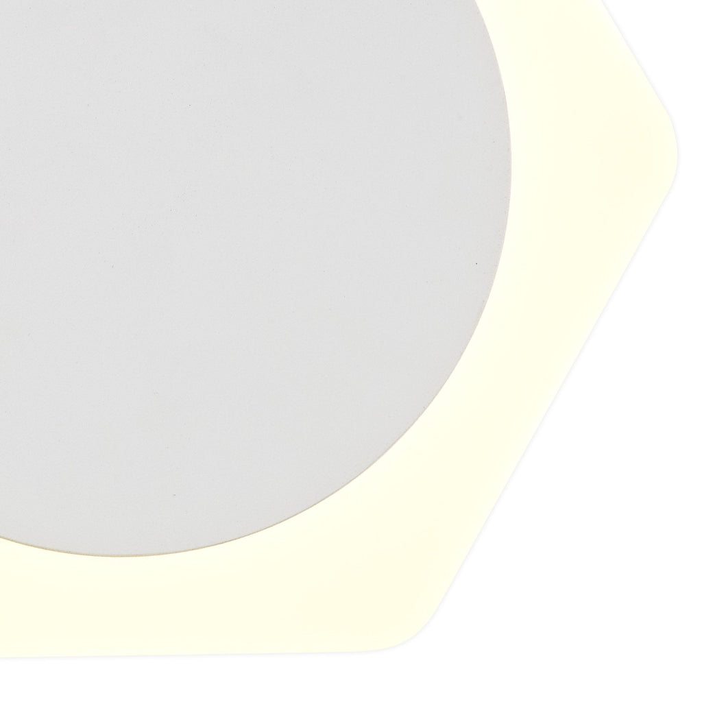 NLK04079 Modena Magnetic Base Wall Lamp LED 15cm Round 19cm Horizontal Hexagonal Centre Sand White/Acrylic Frosted Diffuser
