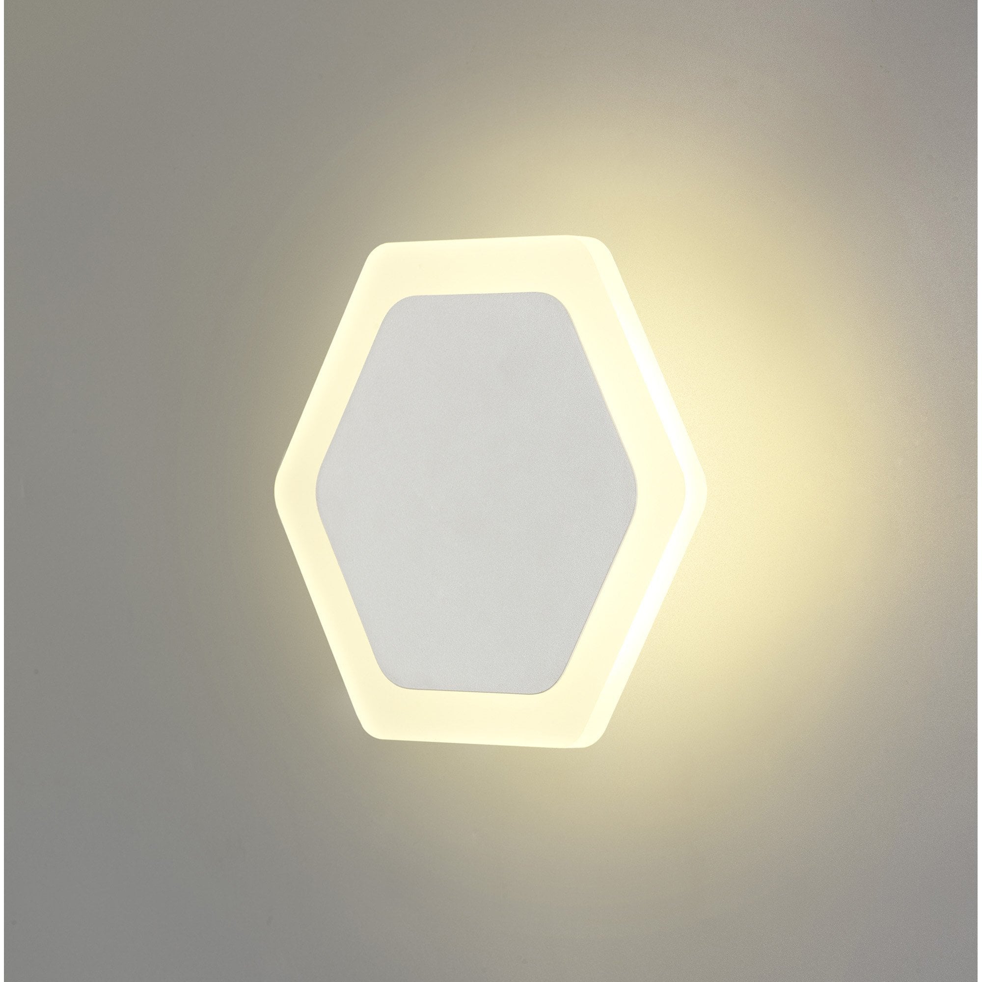 NLK04089 Modena Magnetic Base Wall Lamp LED 15/19cm Horizontal Hexagonal Centre Sand White/Acrylic Frosted Diffuser
