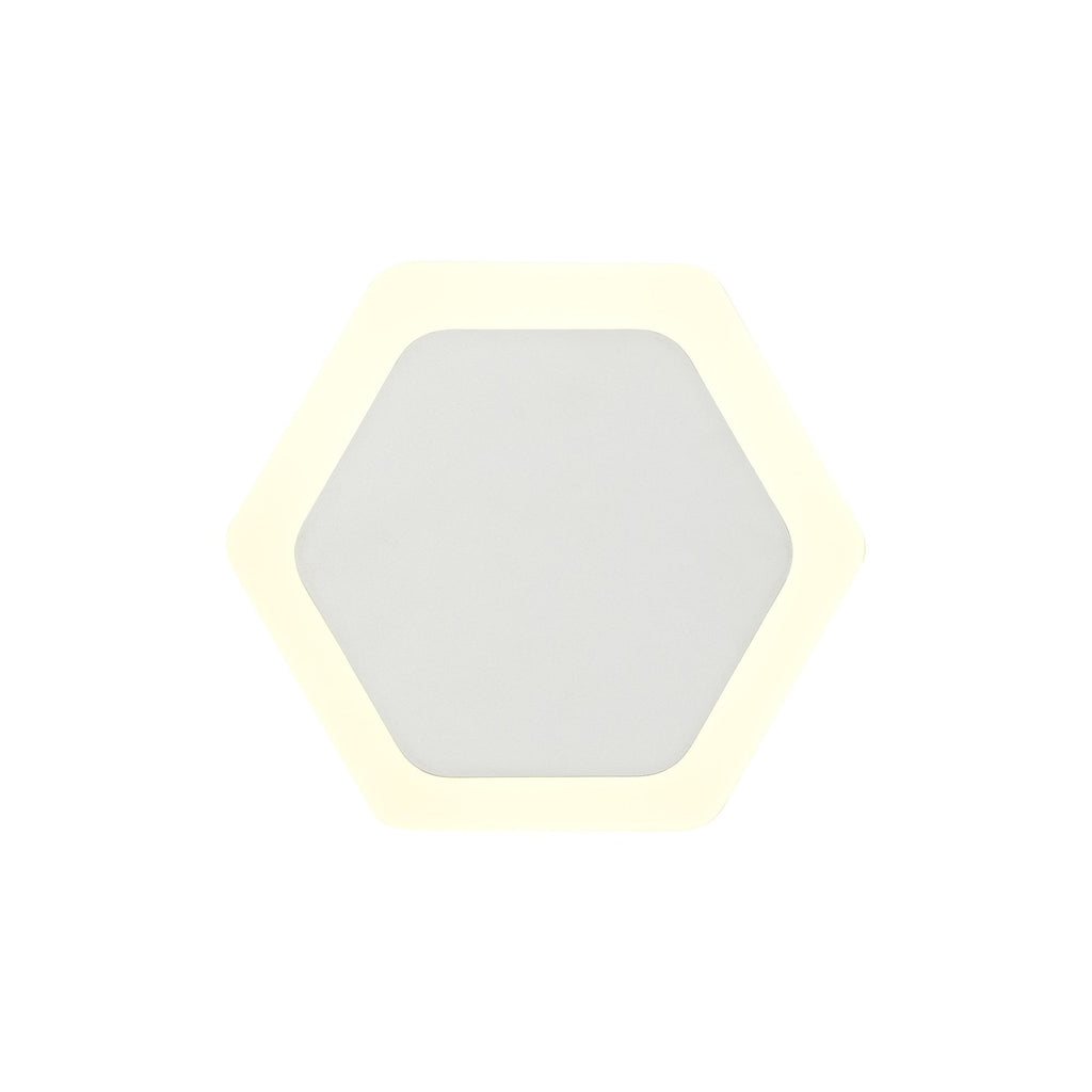 NLK04089 Modena Magnetic Base Wall Lamp LED 15/19cm Horizontal Hexagonal Centre Sand White/Acrylic Frosted Diffuser