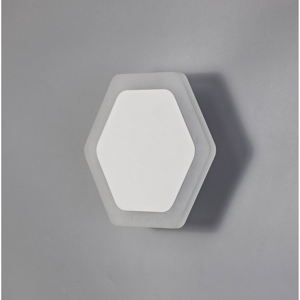 NLK04089 Modena Magnetic Base Wall Lamp LED 15/19cm Horizontal Hexagonal Centre Sand White/Acrylic Frosted Diffuser
