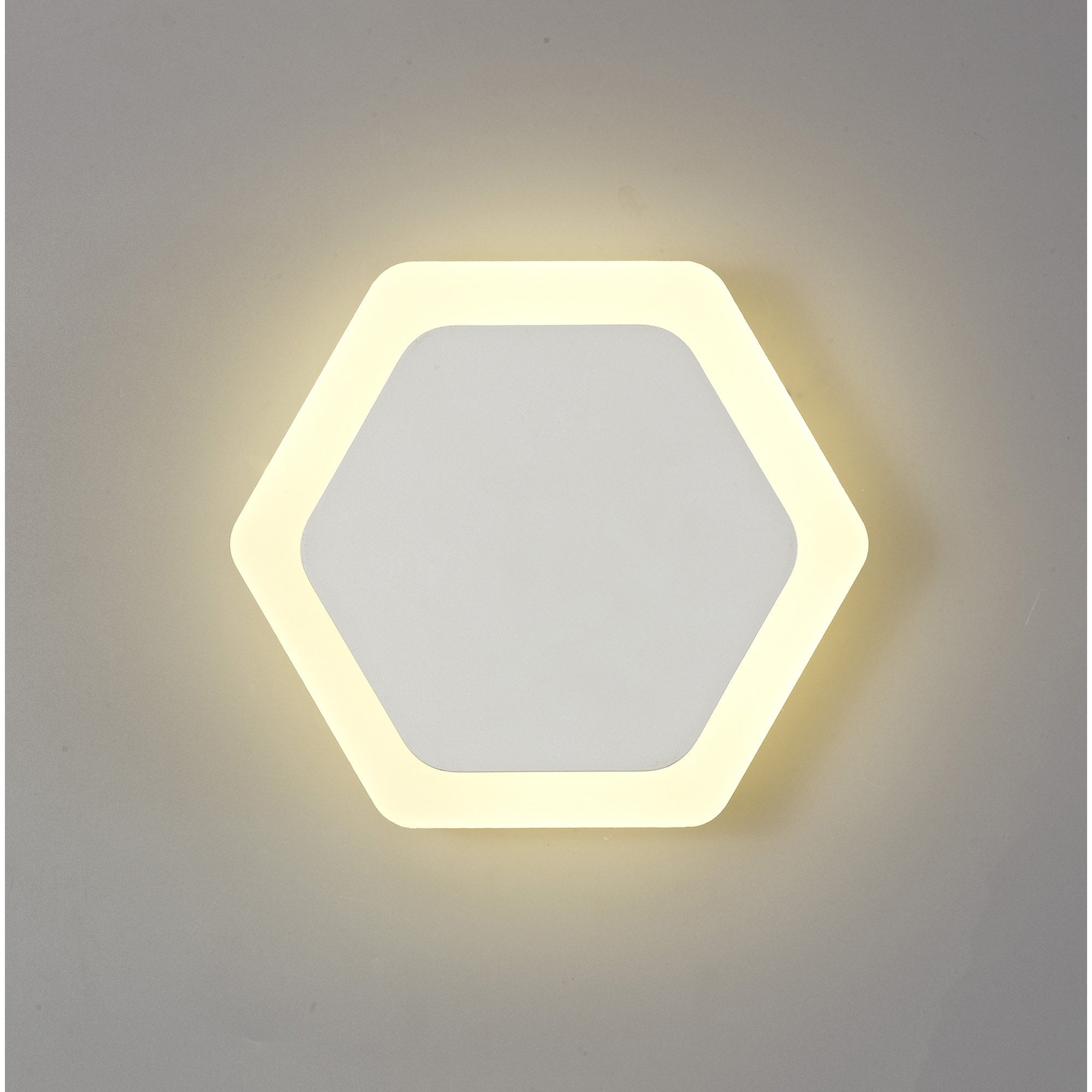 NLK04089 Modena Magnetic Base Wall Lamp LED 15/19cm Horizontal Hexagonal Centre Sand White/Acrylic Frosted Diffuser