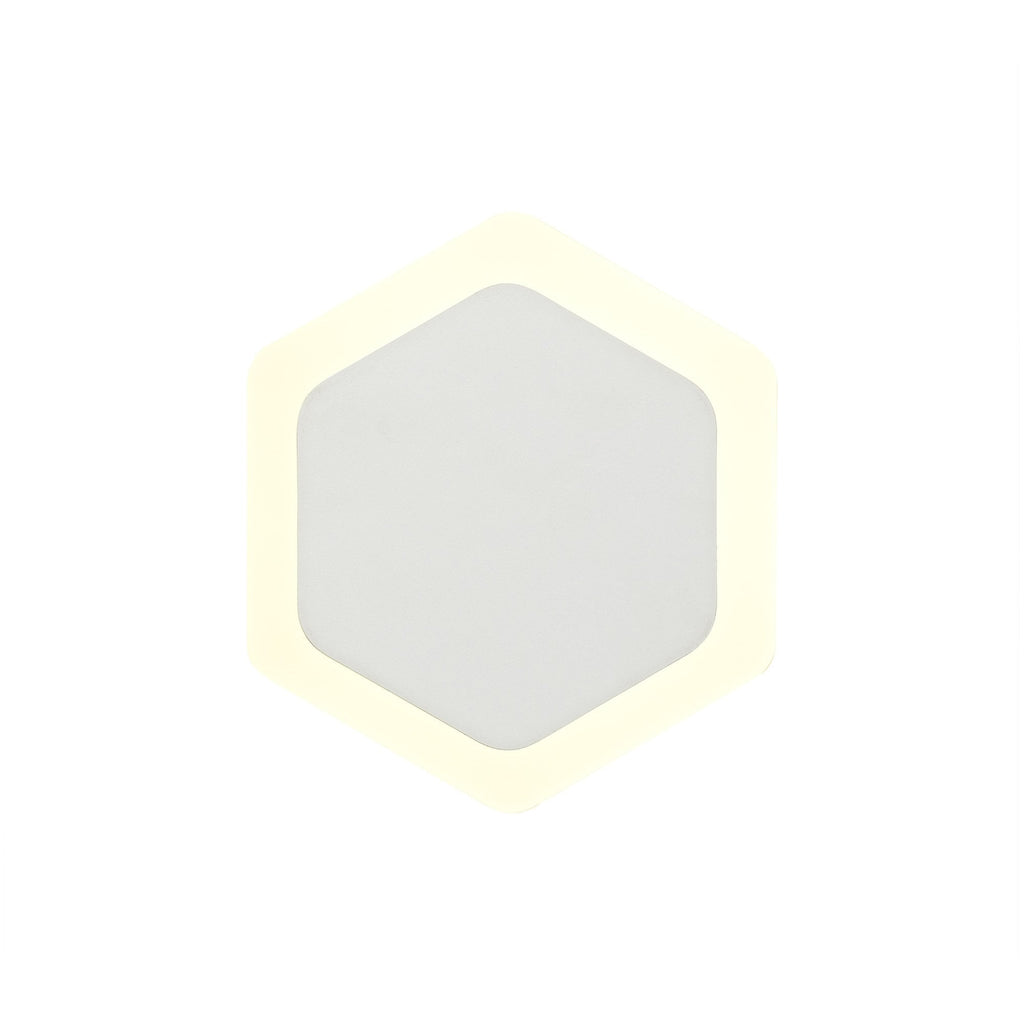NLK04099 Modena Magnetic Base Wall Lamp LED 15/19cm Vertical Hexagonal Centre Sand White/Acrylic Frosted Diffuser