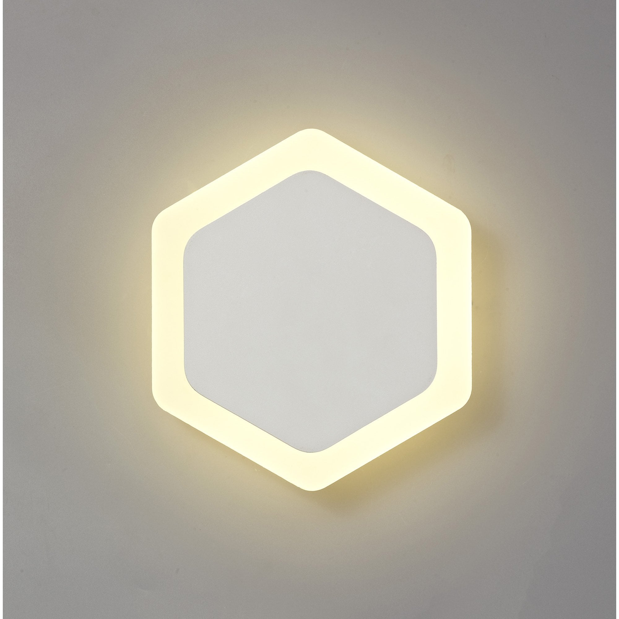NLK04099 Modena Magnetic Base Wall Lamp LED 15/19cm Vertical Hexagonal Centre Sand White/Acrylic Frosted Diffuser