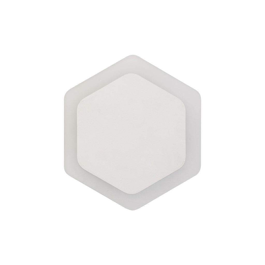 NLK04099 Modena Magnetic Base Wall Lamp LED 15/19cm Vertical Hexagonal Centre Sand White/Acrylic Frosted Diffuser