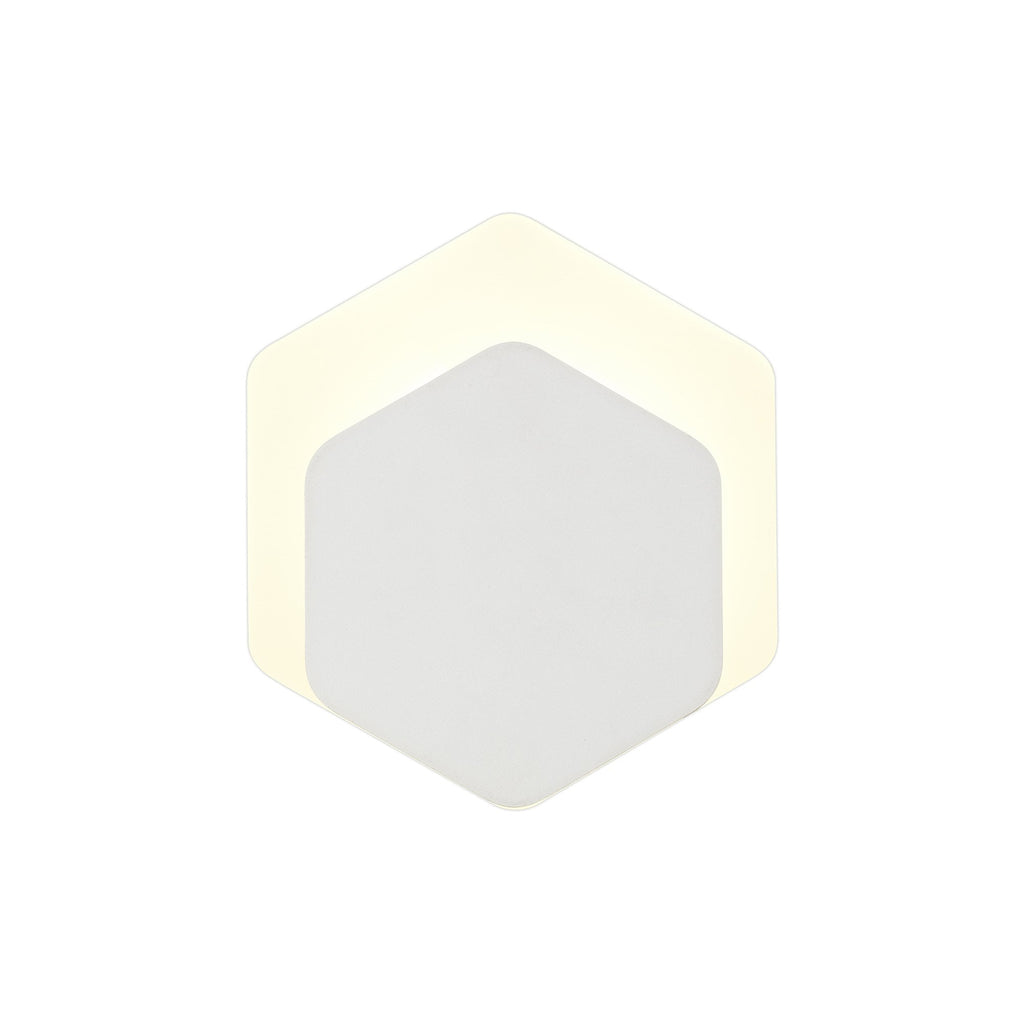 NLK04109 Modena Magnetic Base Wall Lamp LED 15/19cm Vertical Hexagonal Bottom Offset Sand White/Acrylic Frosted Diffuser