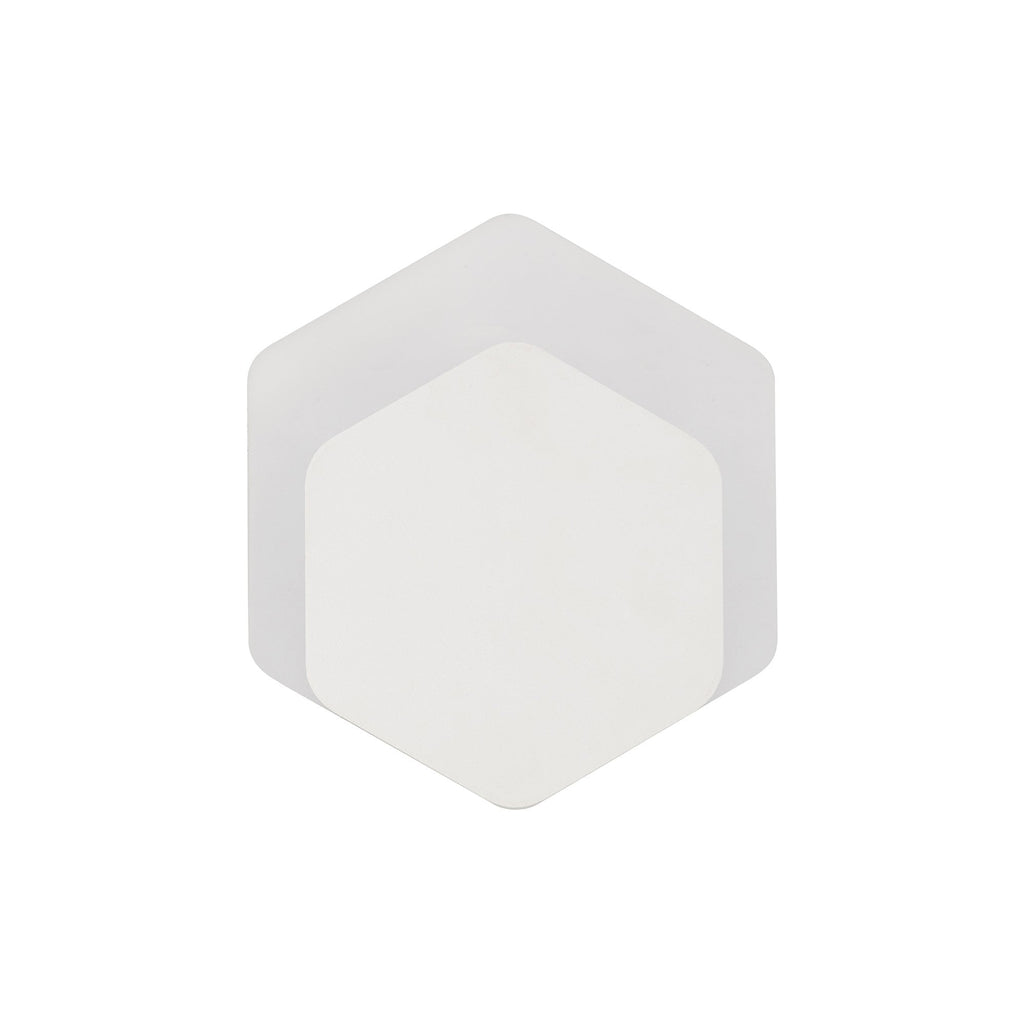 NLK04109 Modena Magnetic Base Wall Lamp LED 15/19cm Vertical Hexagonal Bottom Offset Sand White/Acrylic Frosted Diffuser