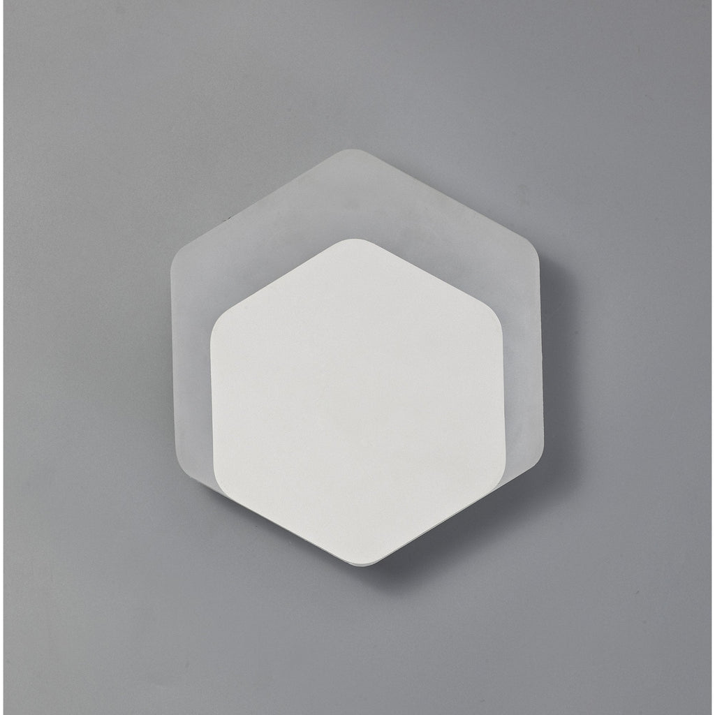 NLK04109 Modena Magnetic Base Wall Lamp LED 15/19cm Vertical Hexagonal Bottom Offset Sand White/Acrylic Frosted Diffuser