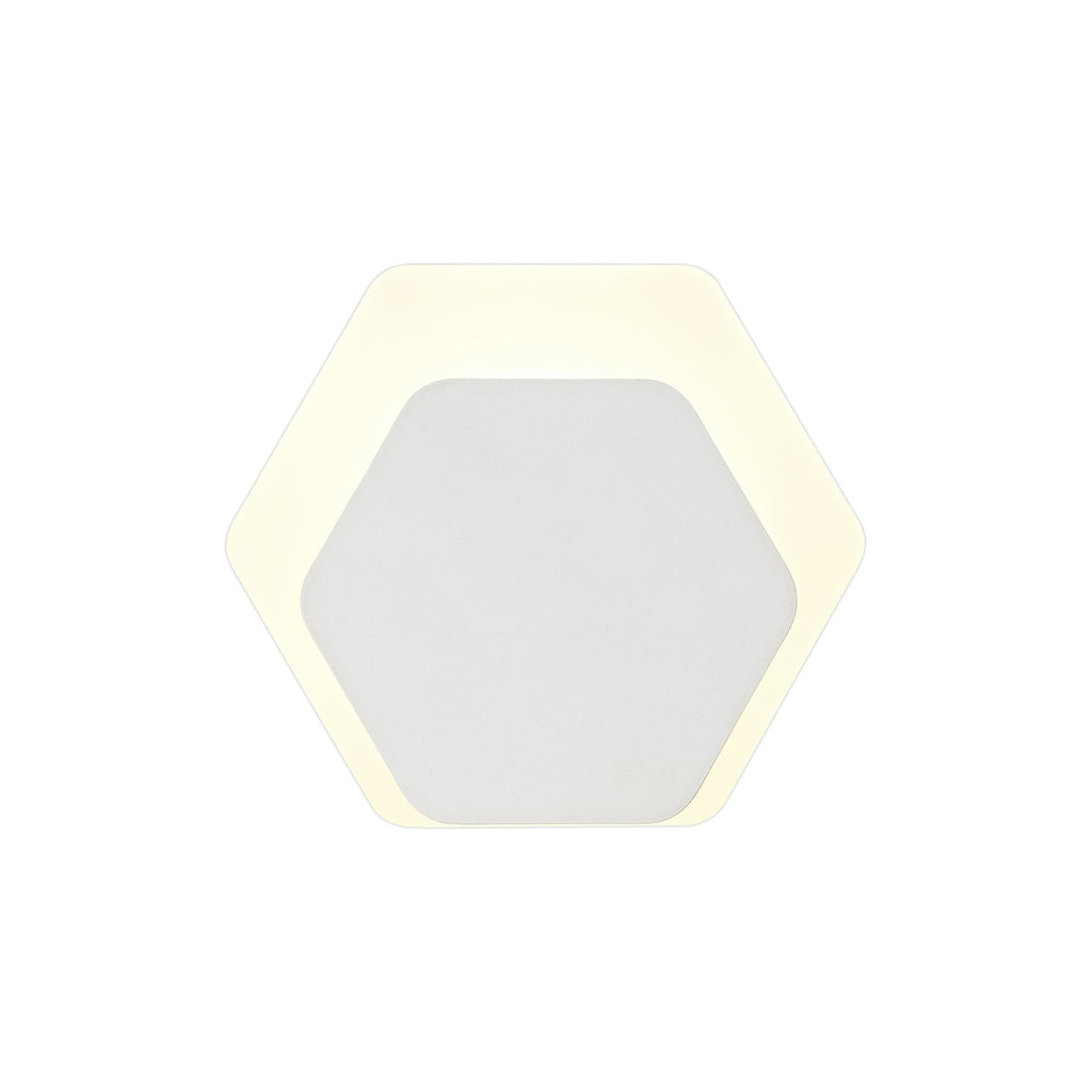 NLK04119 Modena Magnetic Base Wall Lamp LED 15/19cm Horizontal Hexagonal Bottom Offset Sand White/Acrylic Frosted Diffuser