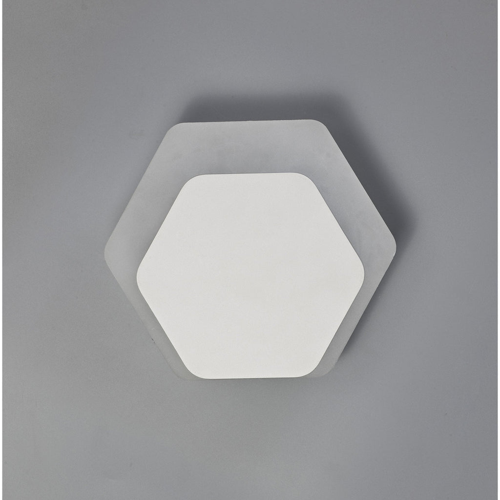 NLK04119 Modena Magnetic Base Wall Lamp LED 15/19cm Horizontal Hexagonal Bottom Offset Sand White/Acrylic Frosted Diffuser