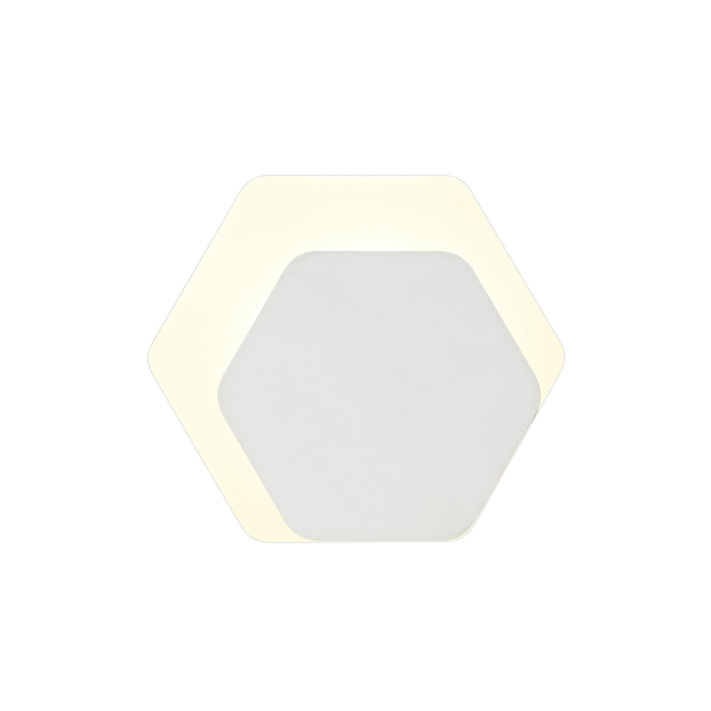 NLK04129 Modena Magnetic Base Wall Lamp LED 15/19cm Horizontal Hexagonal Right Offset Sand White/Acrylic Frosted Diffuser