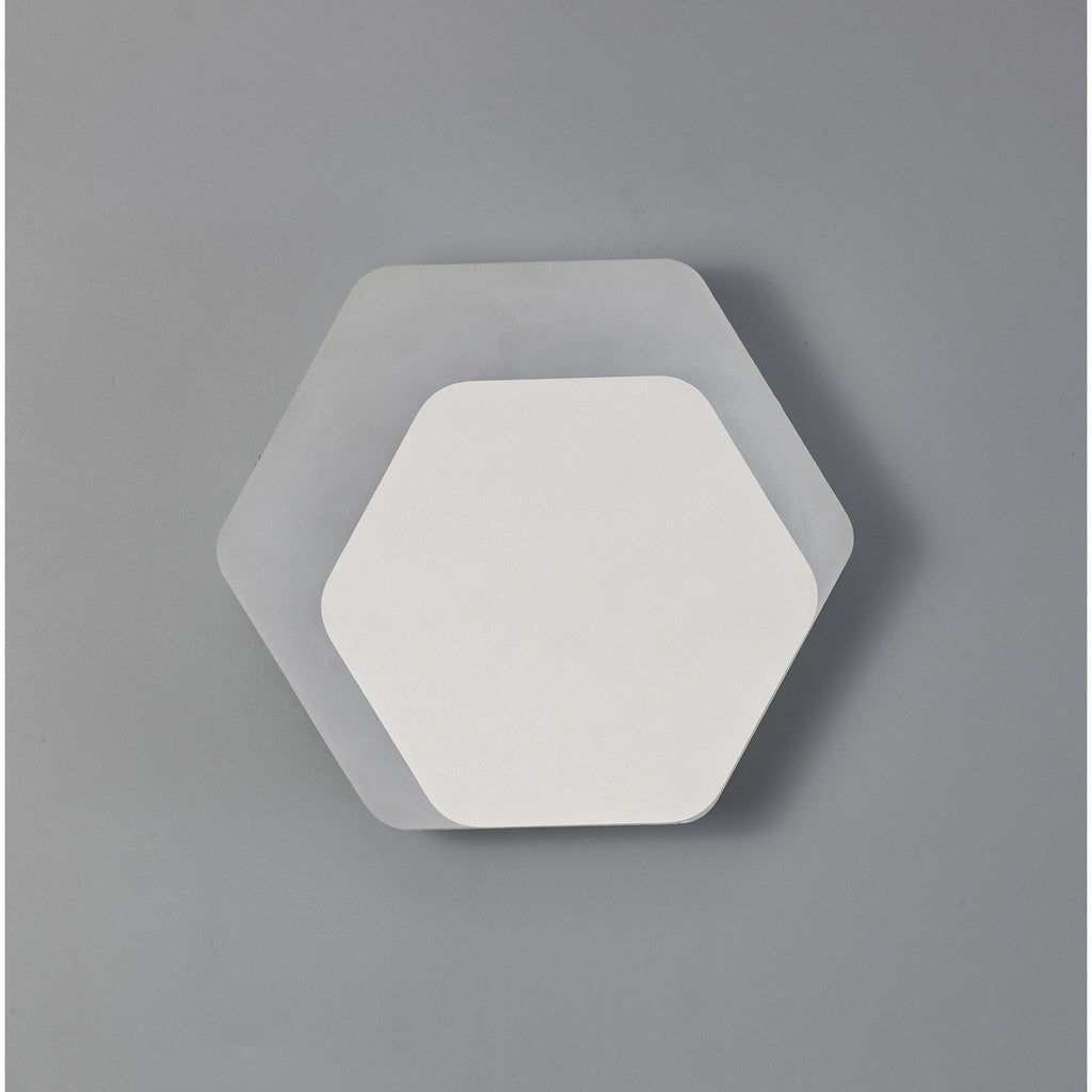 NLK04129 Modena Magnetic Base Wall Lamp LED 15/19cm Horizontal Hexagonal Right Offset Sand White/Acrylic Frosted Diffuser