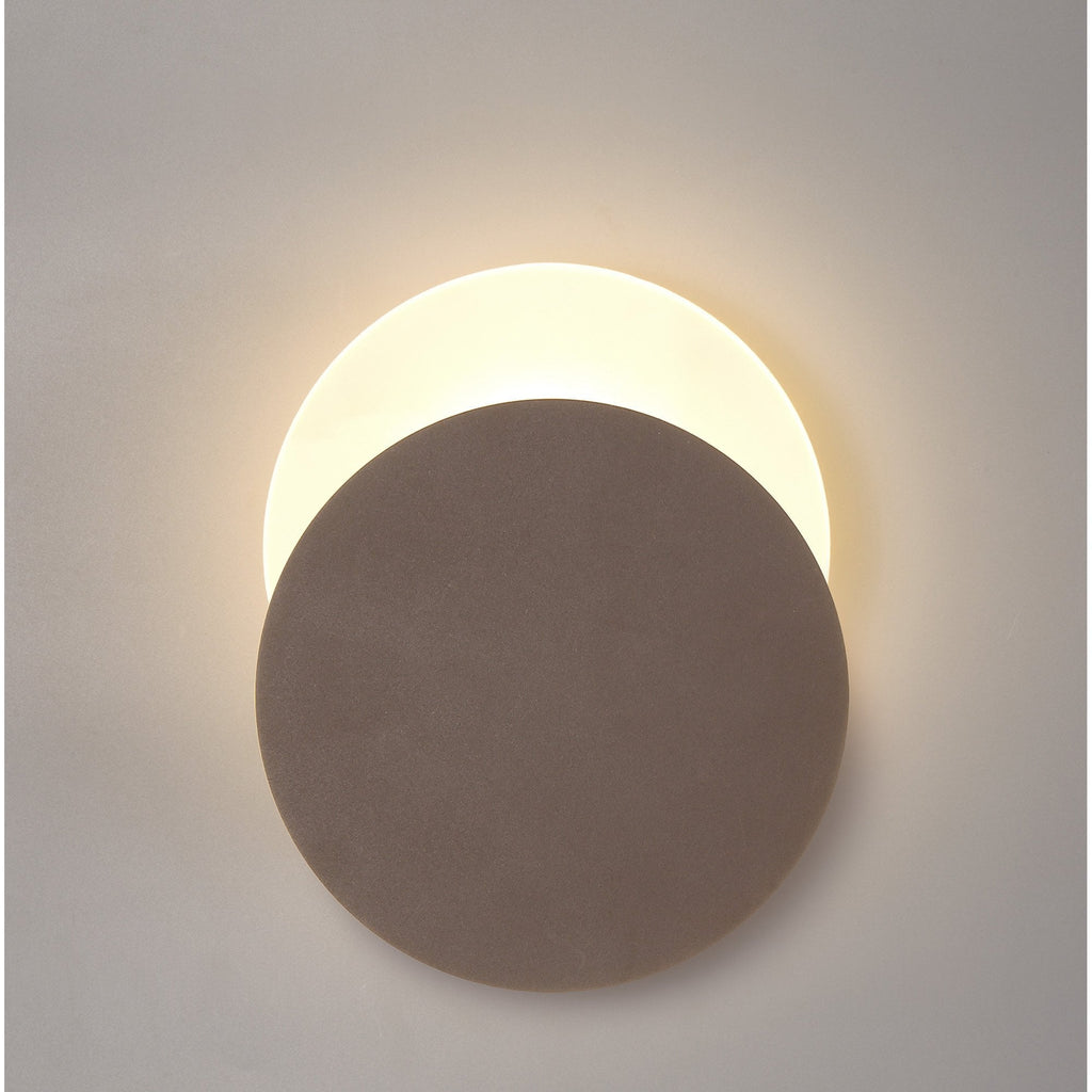 NLK04259 Modena Magnetic Base Wall Lamp LED 20/19cm Round Bottom Offset Coffee/Acrylic Frosted Diffuser