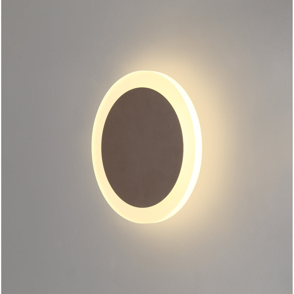 NLK04269 Modena Magnetic Base Wall Lamp LED 15/19cm Round Centre Coffee/Acrylic Frosted Diffuser