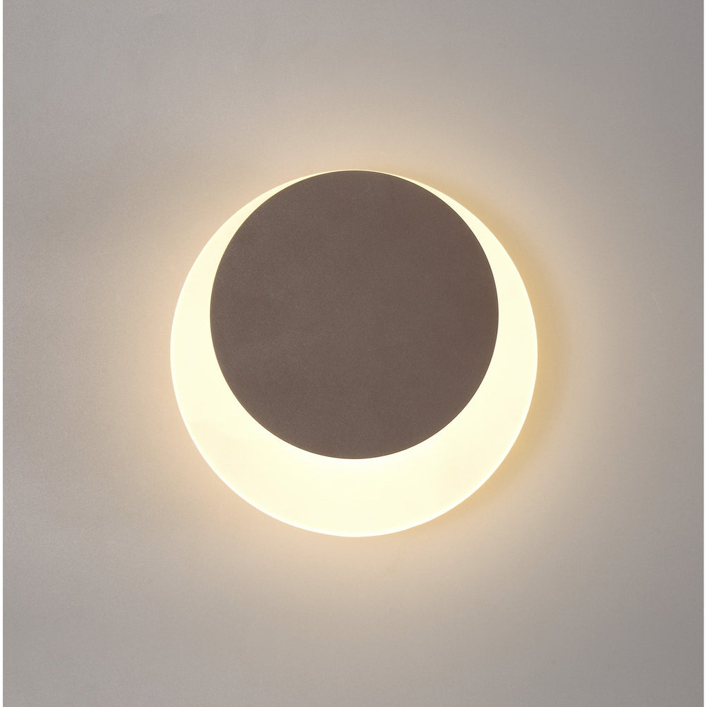 NLK04279 Modena Magnetic Base Wall Lamp LED 15/19cm Round Top Offset Coffee/Acrylic Frosted Diffuser