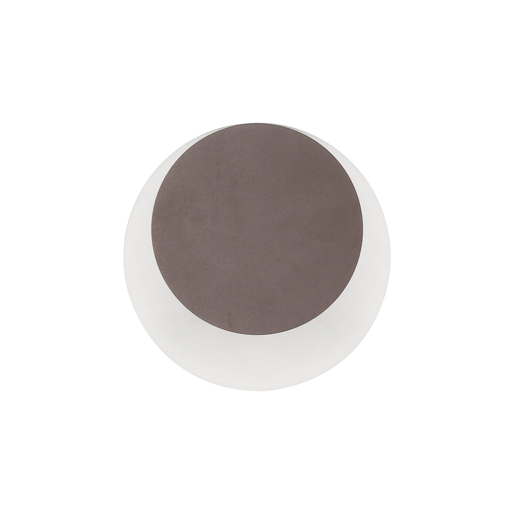NLK04279 Modena Magnetic Base Wall Lamp LED 15/19cm Round Top Offset Coffee/Acrylic Frosted Diffuser