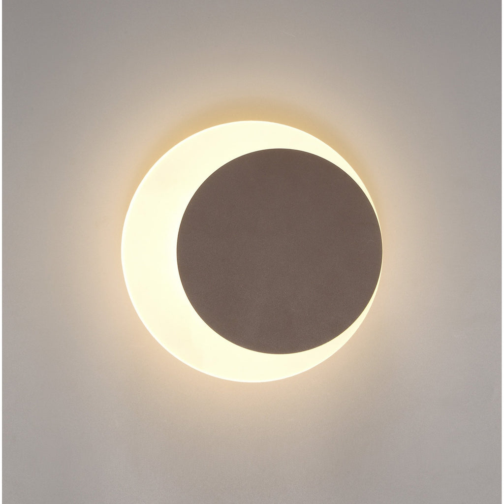 NLK04289 Modena Magnetic Base Wall Lamp LED 15/19cm Round Right Offset Coffee/Acrylic Frosted Diffuser