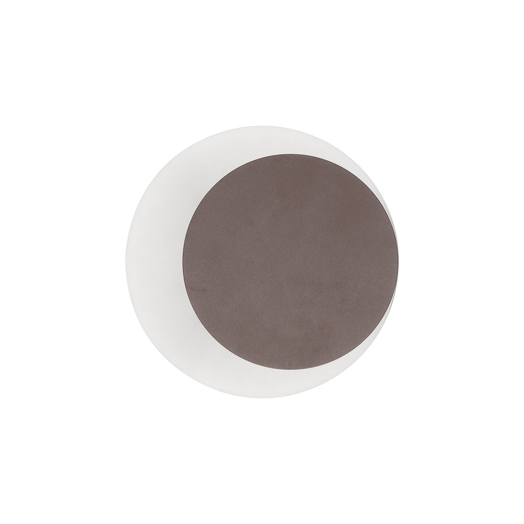 NLK04289 Modena Magnetic Base Wall Lamp LED 15/19cm Round Right Offset Coffee/Acrylic Frosted Diffuser