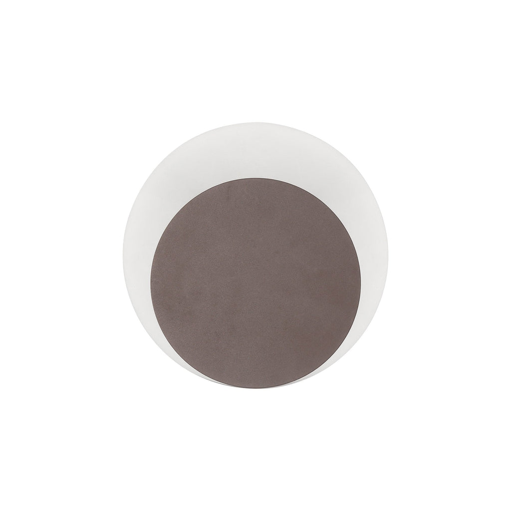 NLK04299 Modena Magnetic Base Wall Lamp LED 15/19cm Round Bottom Offset Coffee/Acrylic Frosted Diffuser