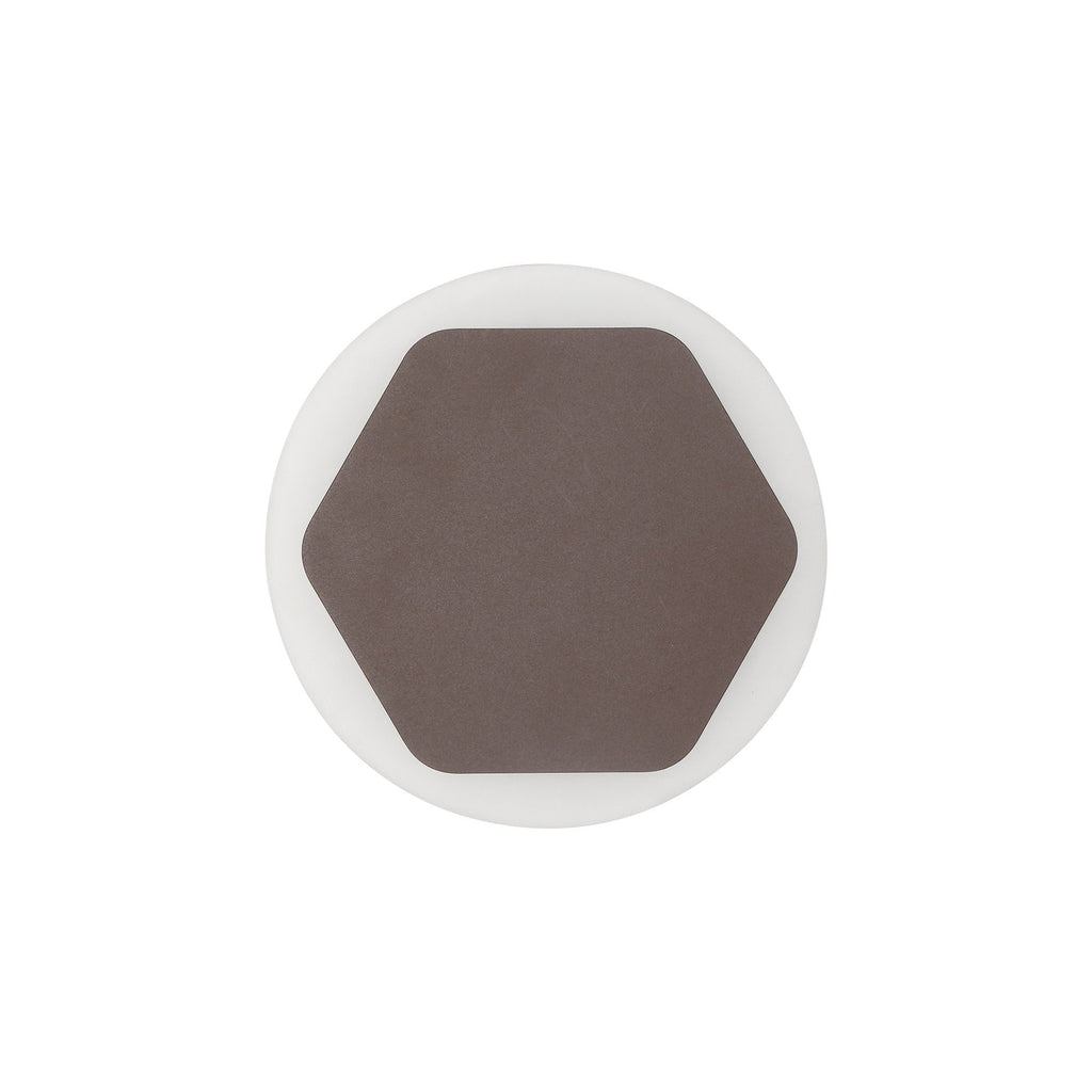 NLK04309 Modena Magnetic Base Wall Lamp LED 15cm Horizontal Hexagonal 19cm Round Centre Coffee/Acrylic Frosted Diffuser