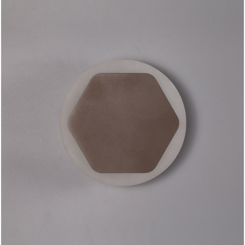 NLK04309 Modena Magnetic Base Wall Lamp LED 15cm Horizontal Hexagonal 19cm Round Centre Coffee/Acrylic Frosted Diffuser