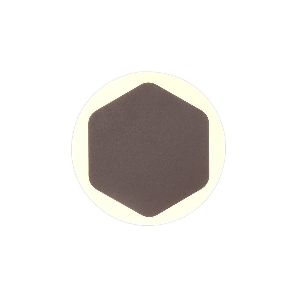 NLK04319 Modena Magnetic Base Wall Lamp LED 15cm Vertical Hexagonal 19cm Round Centre Coffee/Acrylic Frosted Diffuser