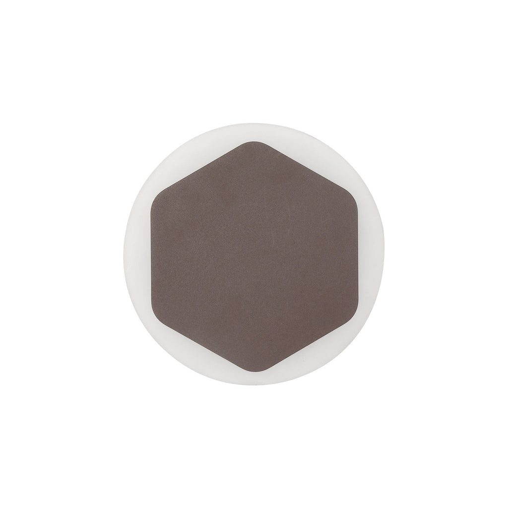 NLK04319 Modena Magnetic Base Wall Lamp LED 15cm Vertical Hexagonal 19cm Round Centre Coffee/Acrylic Frosted Diffuser