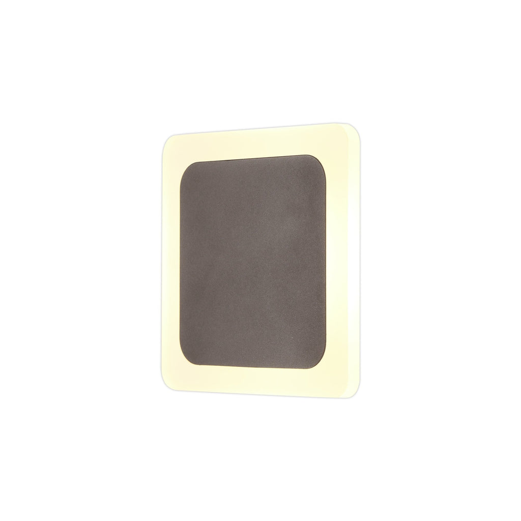 NLK04329 Modena Magnetic Base Wall Lamp LED 15/19cm Square Centre Coffee/Acrylic Frosted Diffuser
