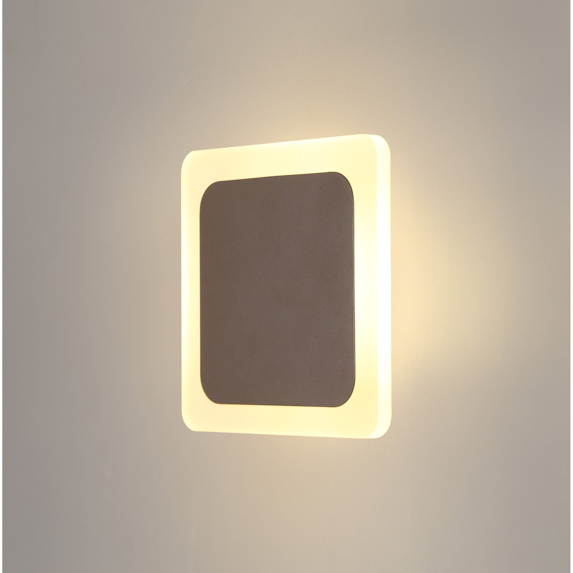 NLK04329 Modena Magnetic Base Wall Lamp LED 15/19cm Square Centre Coffee/Acrylic Frosted Diffuser