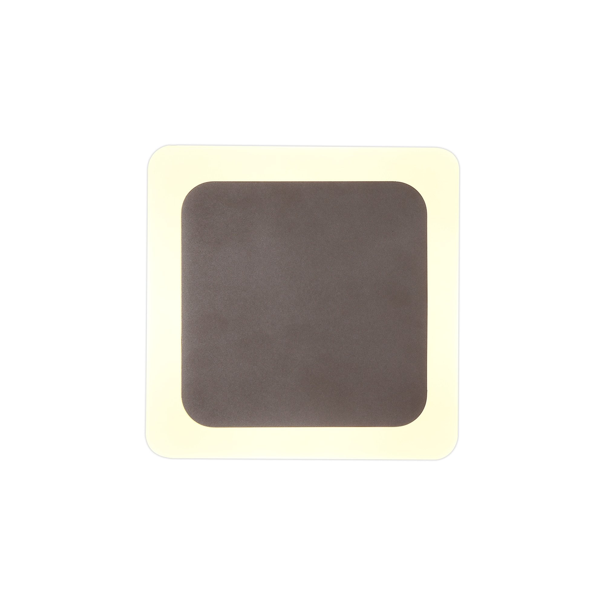NLK04329 Modena Magnetic Base Wall Lamp LED 15/19cm Square Centre Coffee/Acrylic Frosted Diffuser