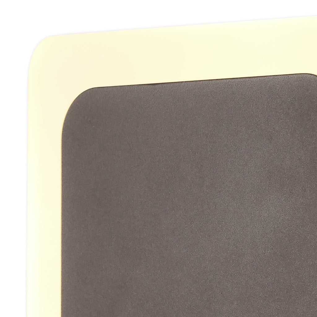 NLK04329 Modena Magnetic Base Wall Lamp LED 15/19cm Square Centre Coffee/Acrylic Frosted Diffuser