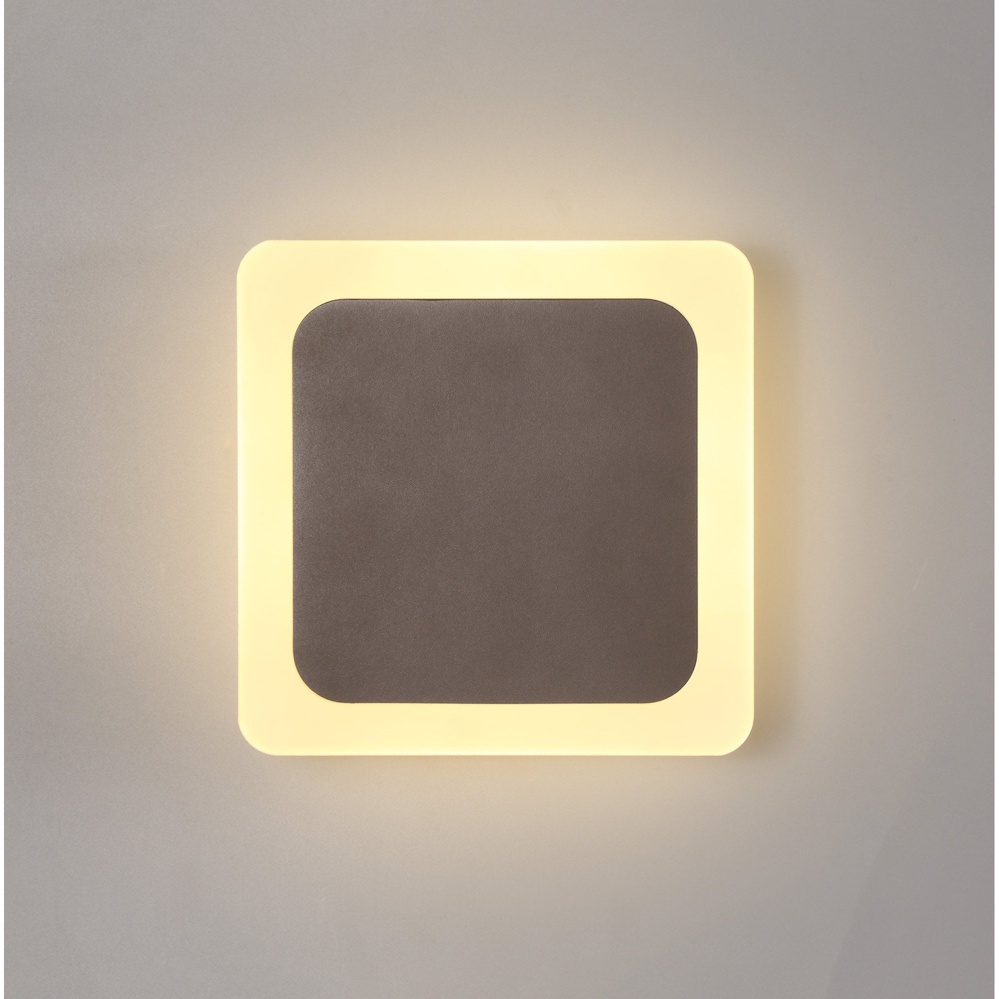 NLK04329 Modena Magnetic Base Wall Lamp LED 15/19cm Square Centre Coffee/Acrylic Frosted Diffuser