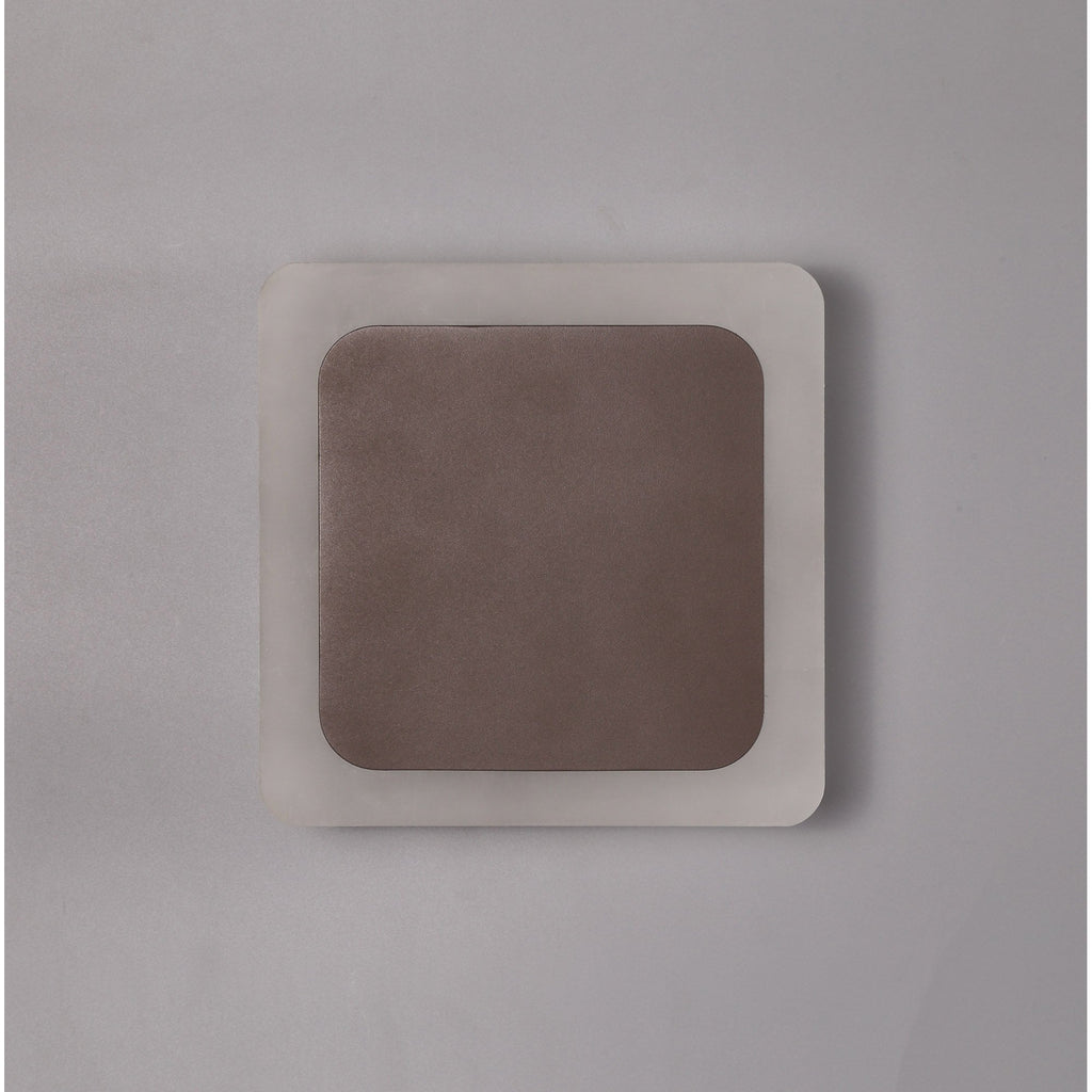 NLK04329 Modena Magnetic Base Wall Lamp LED 15/19cm Square Centre Coffee/Acrylic Frosted Diffuser