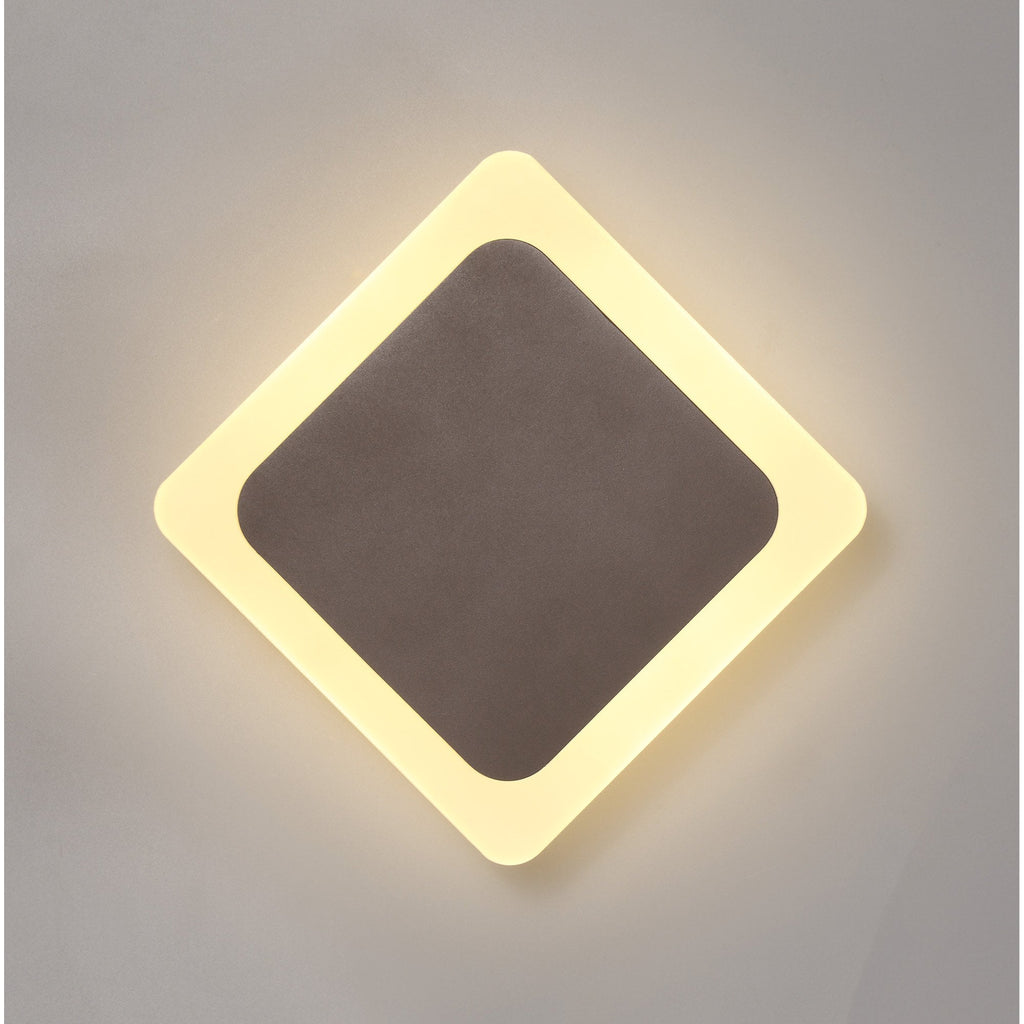 NLK04339 Modena Magnetic Base Wall Lamp LED 15/19cm Diamond Centre Coffee/Acrylic Frosted Diffuser