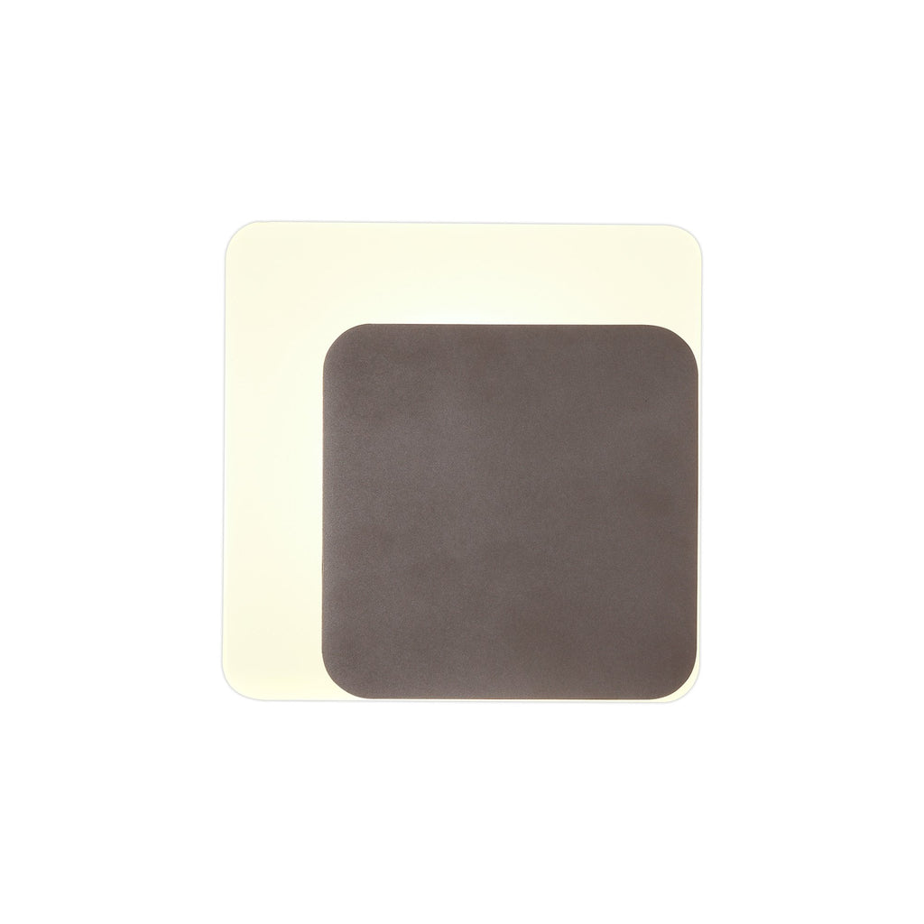 NLK04349 Modena Magnetic Base Wall Lamp LED 15/19cm Square Right Offset Coffee/Acrylic Frosted Diffuser